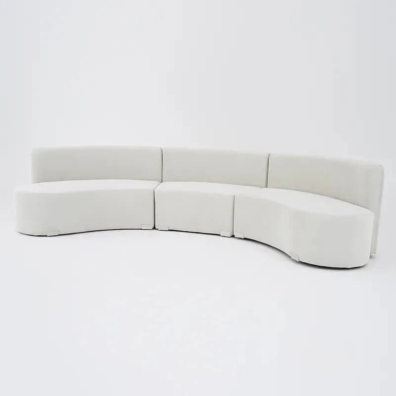 White Velvet Curved Sectional Sofa for Living Room