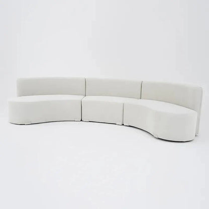 White Velvet Curved Sectional Sofa for Living Room