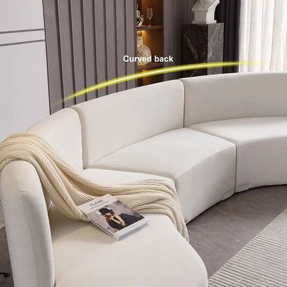 White Velvet Curved Sectional Sofa for Living Room