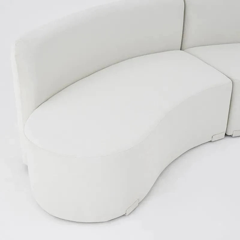 White Velvet Curved Sectional Sofa for Living Room