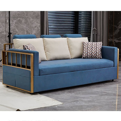 Wood Bunk Bed Sleeper Sofa, 3-Seater, Convertible, Pillows