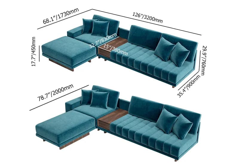 L-Shaped Sectional Sofa with Chaise & Ottoman