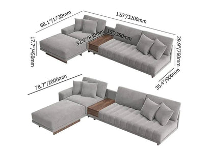 L-Shaped Sectional Sofa with Chaise & Ottoman