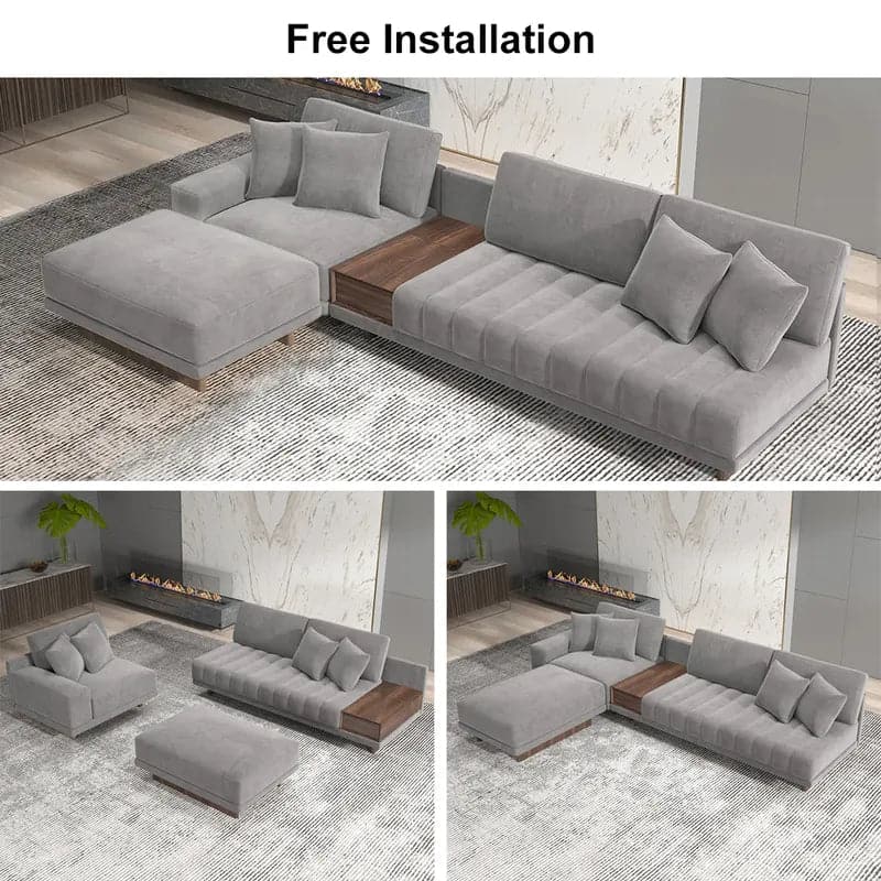 L-Shaped Sectional Sofa with Chaise & Ottoman