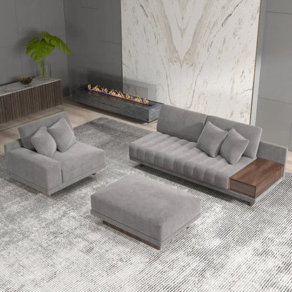 L-Shaped Sectional Sofa with Chaise & Ottoman