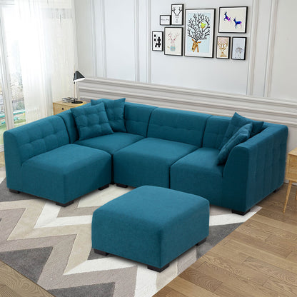 Sectional Sofa with Removable Ottoman Green