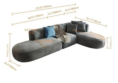 L-Shaped Modular Corner Sofa with Gray Pillows