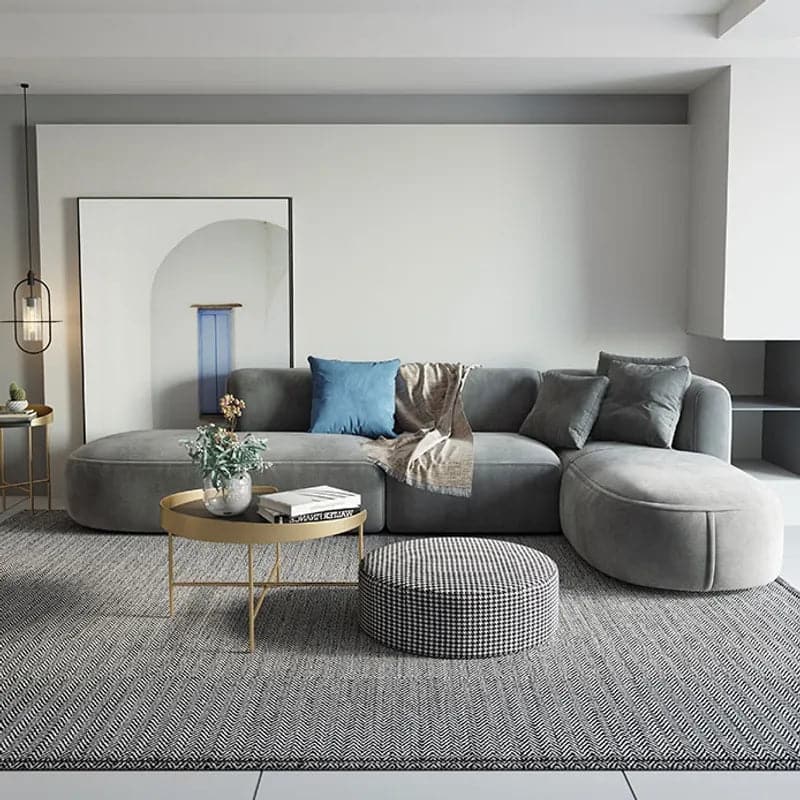 L-Shaped Modular Corner Sofa with Gray Pillows