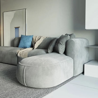 L-Shaped Modular Corner Sofa with Gray Pillows