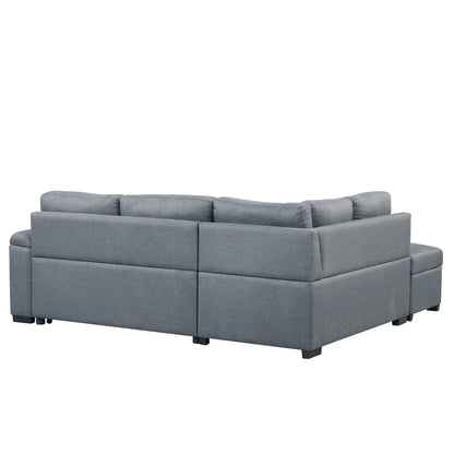 Sleeper Sectional Sofa, L-Shape Couch with Storage