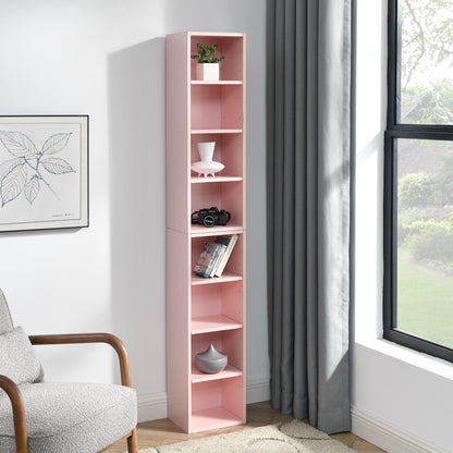 Slim Storage Cabinet with Adjustable Bookshelf for Home Office