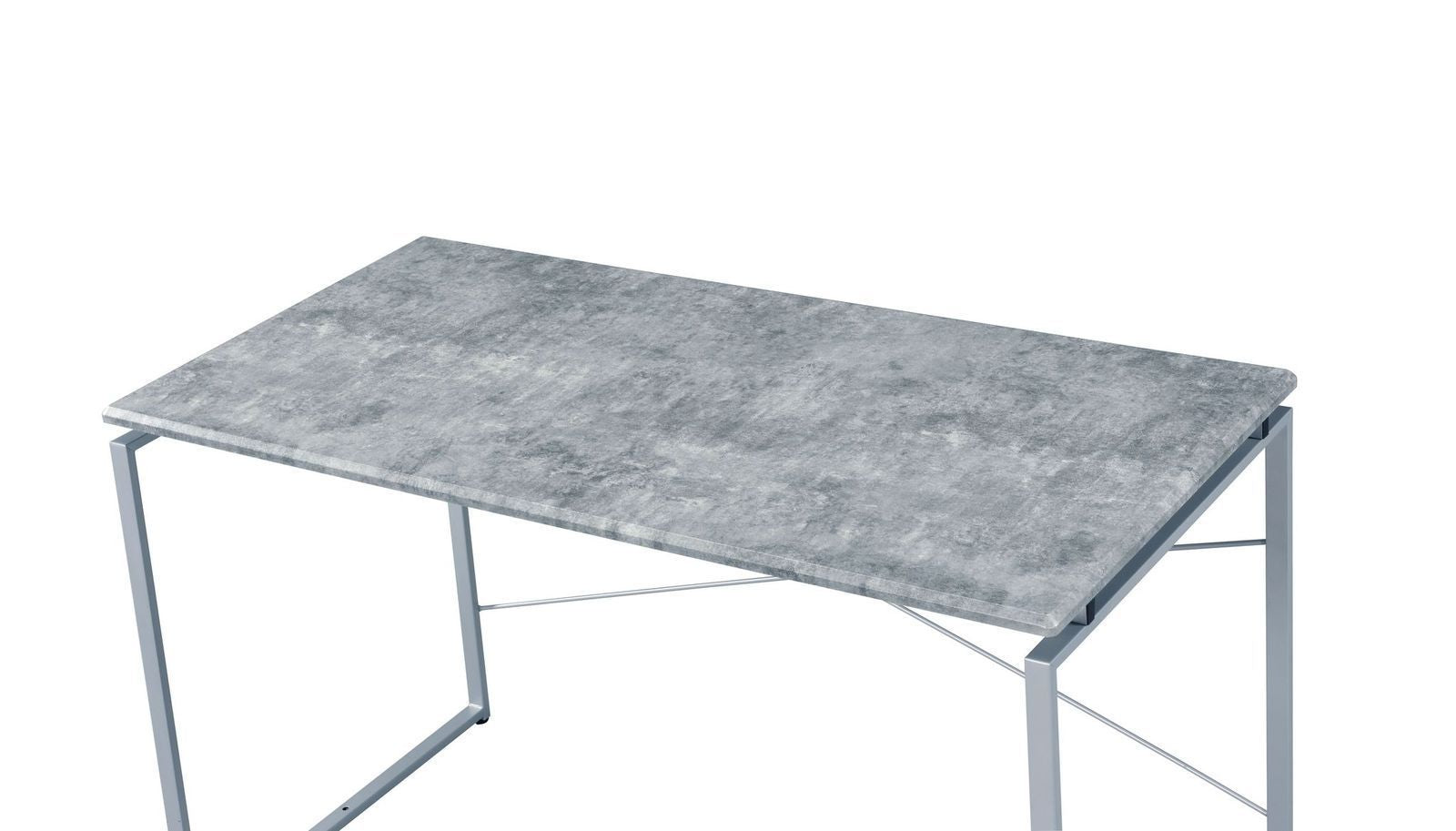 ACME Jurgen Desk, Faux Concrete & Silver