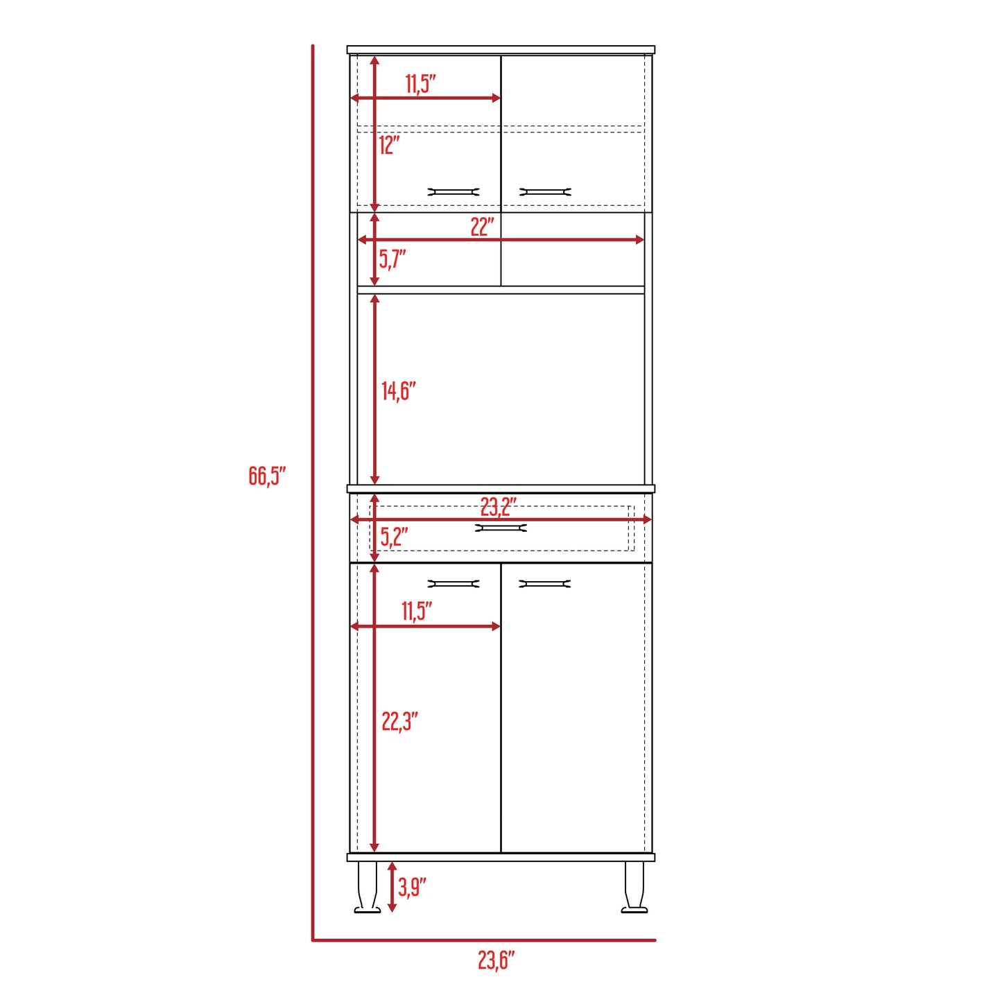 Countertop, Closed & Open Storage -Black