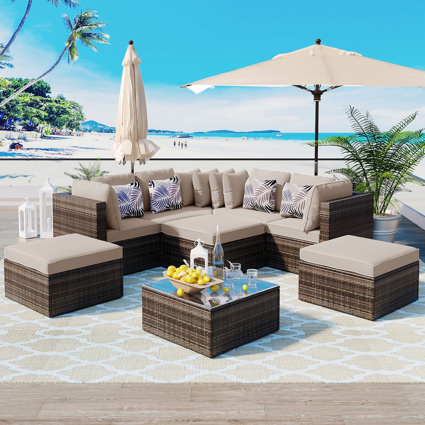 8-piece Patio Outdoor Sofa Set, Pillows