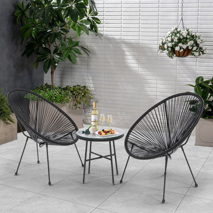3 Piece Patio Bistro Conversation Set with Side Table, All-Weather
