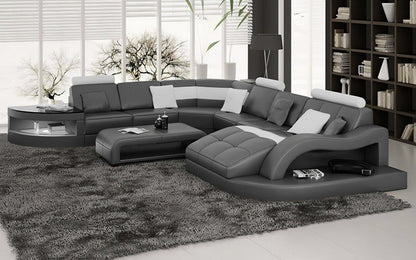 Leather Sectional with Shape Chaise