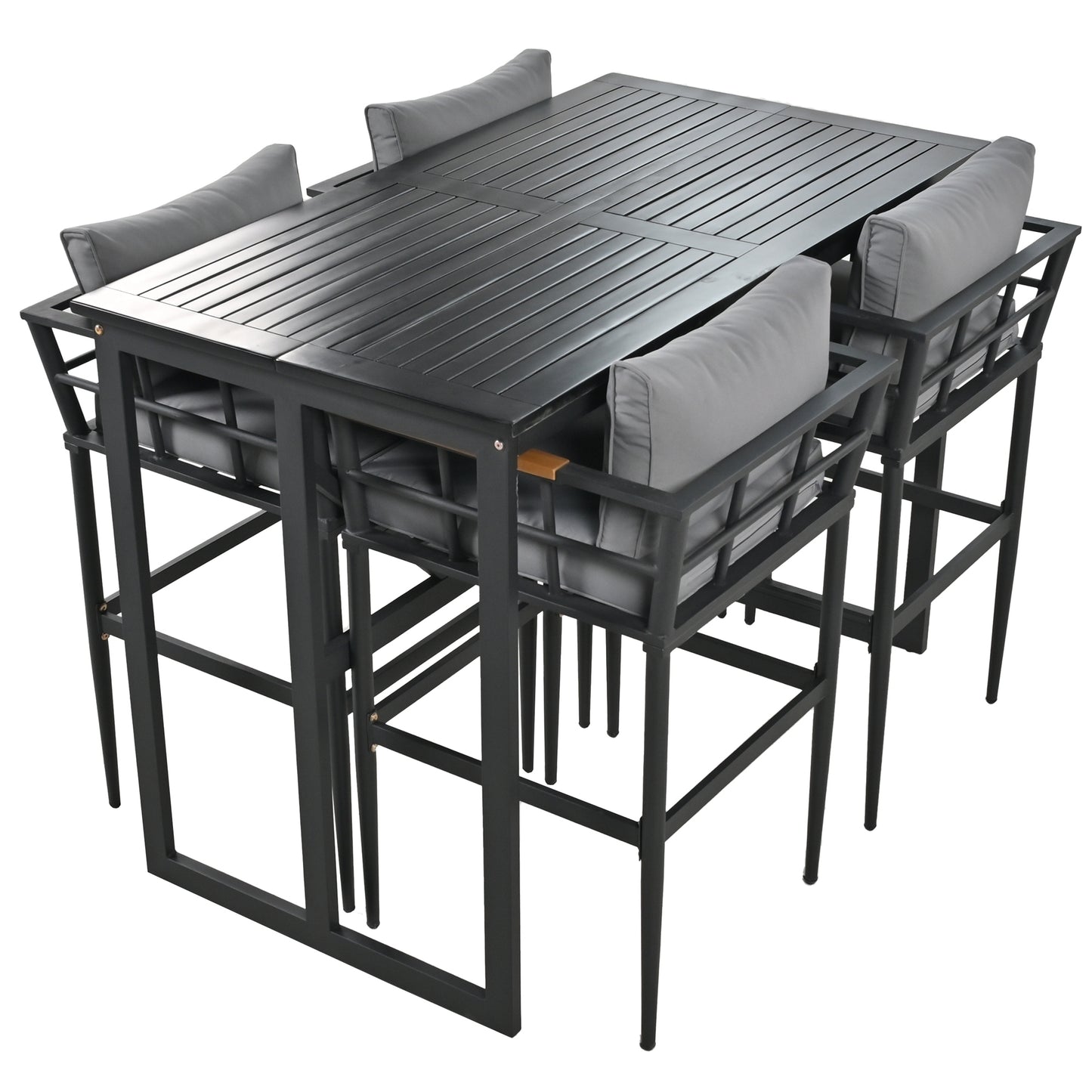 Steel Outdoor Dining Set, Armrest Suitable For Patio