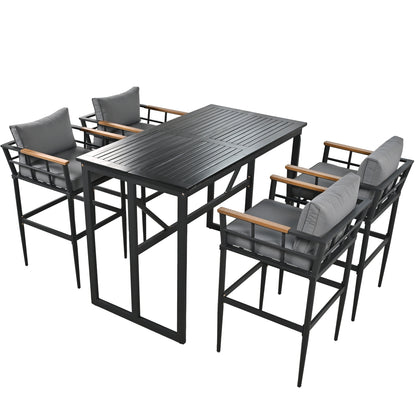 Steel Outdoor Dining Set, Armrest Suitable For Patio