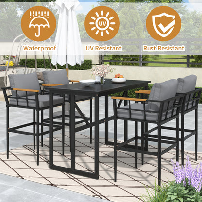 Steel Outdoor Dining Set, Armrest Suitable For Patio