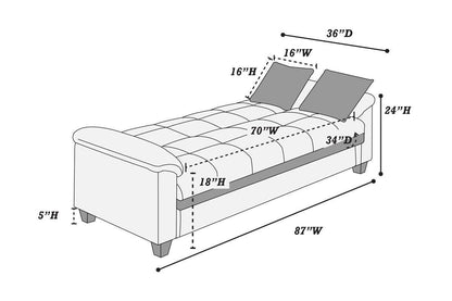 Contemporary Adjustable Sofa, Futon with Pillows