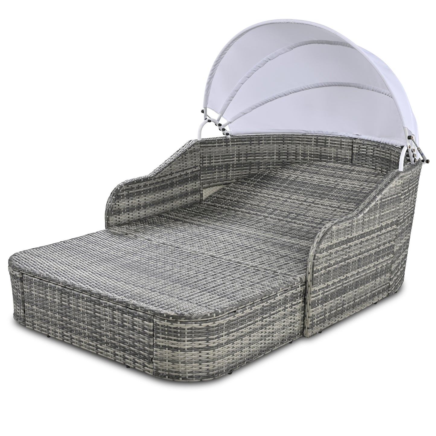 Outdoor Sunbed with Adjustable Canopy, Daybed, Pillows