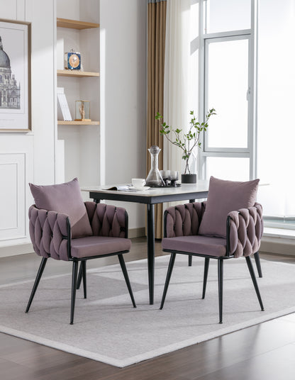 Purple Dining Chairs, Set of 2, Black Legs, Living Room