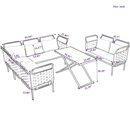 5-Piece Modern Patio Sectional Sofa Set Outdoor Woven Rope