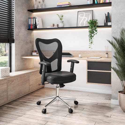 Mobili High Back Mesh Office Chair With Chrome Base, Black