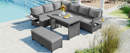 5-Piece Outdoor Patio Rattan Sofa Set, Sectional