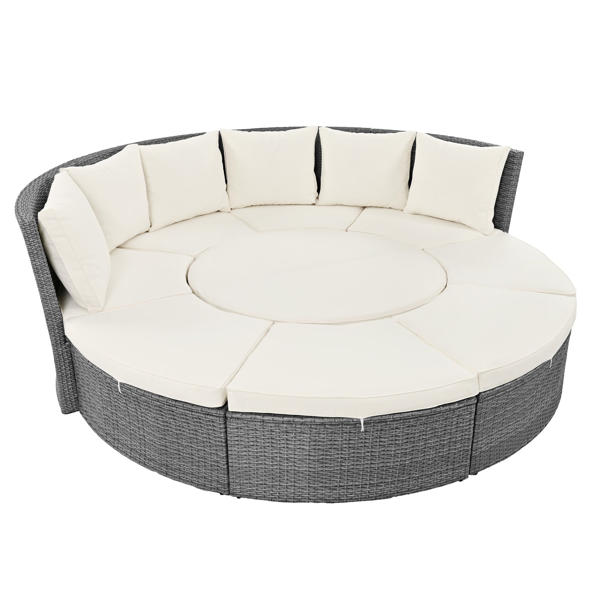 Patio 5-Piece Round Sectional Sofa Set All-Weather