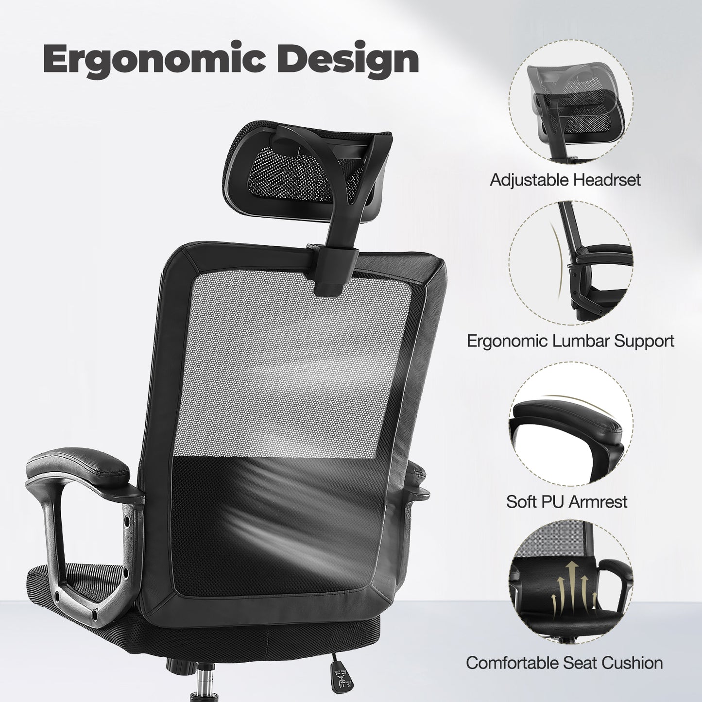 Ergonomic Office Chair Gaming Desk, Lumbar Support