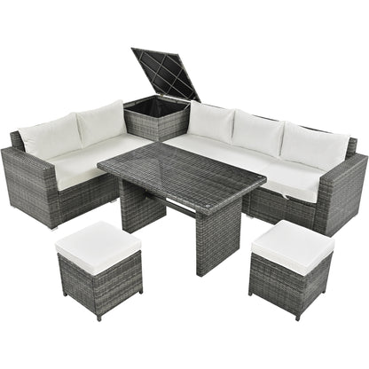 Outdoor 6-Piece All Weather PE Rattan Sofa Set