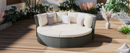 Patio 5-Piece Round Sectional Sofa Set All-Weather