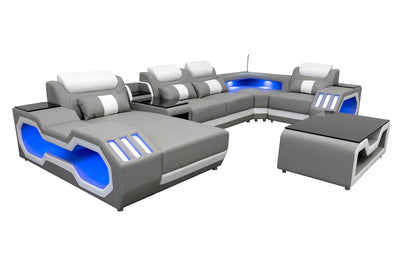 Modern Leather Sectional with Console