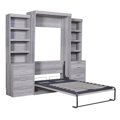 Twin Size Murphy Bed with Storage Shelves and Drawers