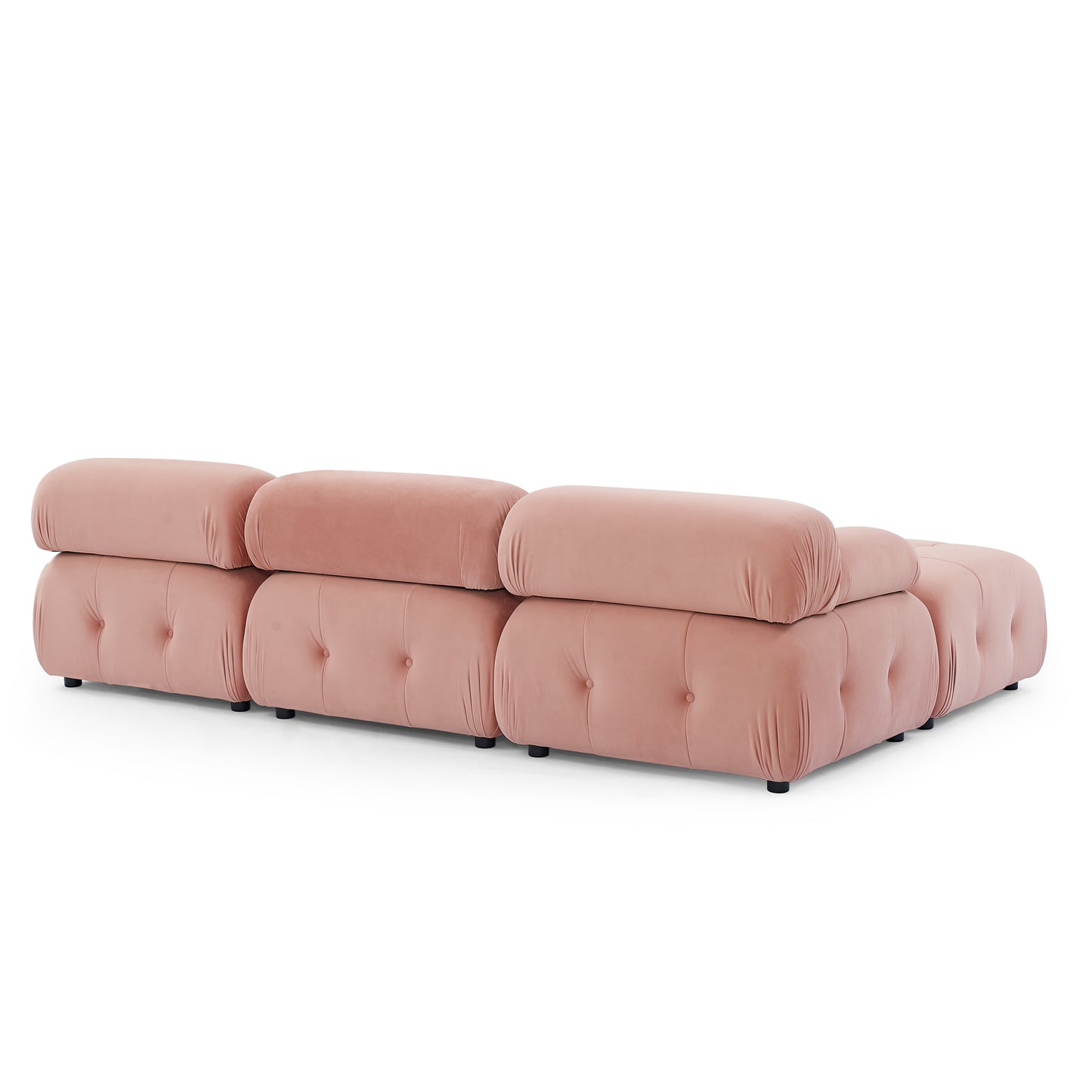 Modular Sectional Sofa, L Shaped Couch with Reversible Ottoman, Pink Velvet