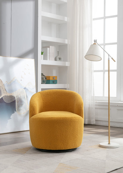 Accent Armchair, Barrel Chair, Metal Ring, Yellow