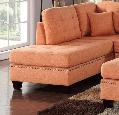 User Modern Citrus Sectional: Reversible Chaise, Sofa, Ottoman, Tufted