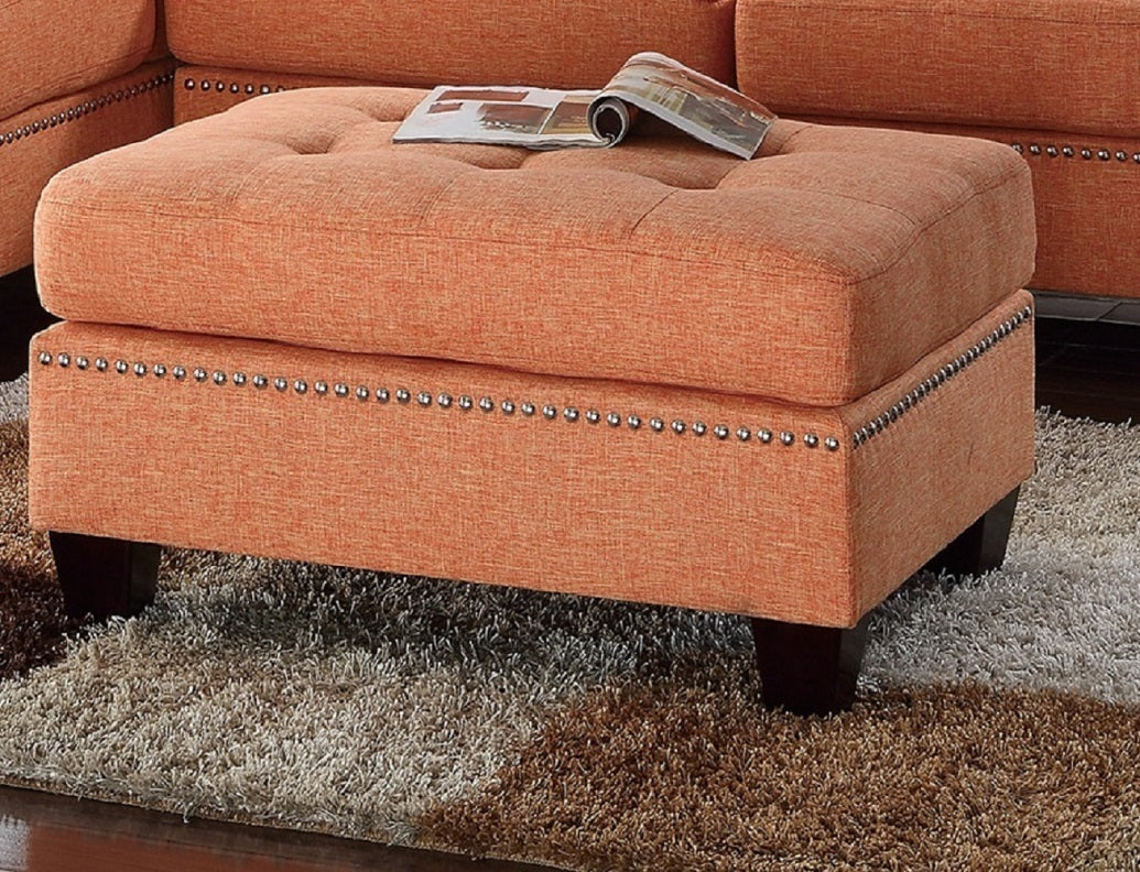 User Modern Citrus Sectional: Reversible Chaise, Sofa, Ottoman, Tufted