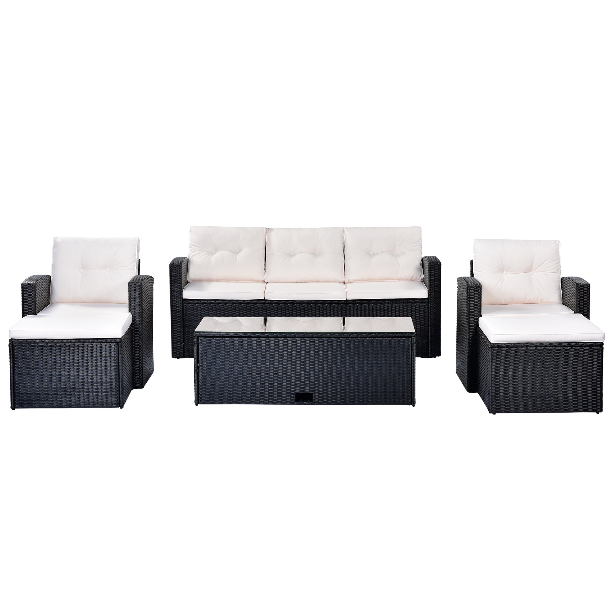 6-piece All-Weather Patio Outdoor Dining Sectional Set coffee table