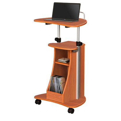 Techni Mobili Sit-to-Stand Rolling Adjustable Height Laptop Cart, Storage