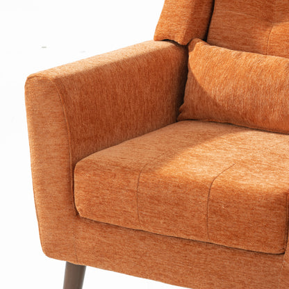 Accent Chair, Chenille Fabric, Lounge Armchair, Orange