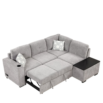 Reversible Sectional Sofa Bed, L-Shaped