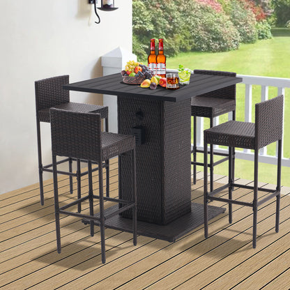 5-Piece Outdoor Conversation Bar Set, All Weather