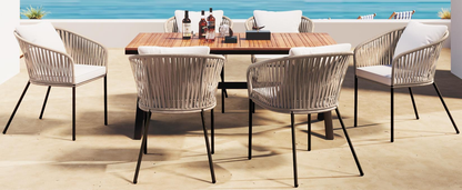 7 Pieces Patio Dining Set, All-Weather Outdoor, Dining Table, Chairs