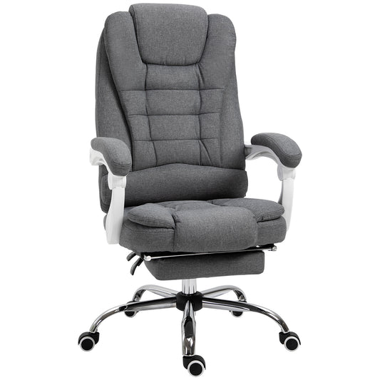 Executive Computer Office Chair with Footrest, Linen-Fabric
