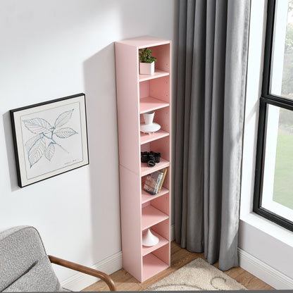 Slim Storage Cabinet with Adjustable Bookshelf for Home Office