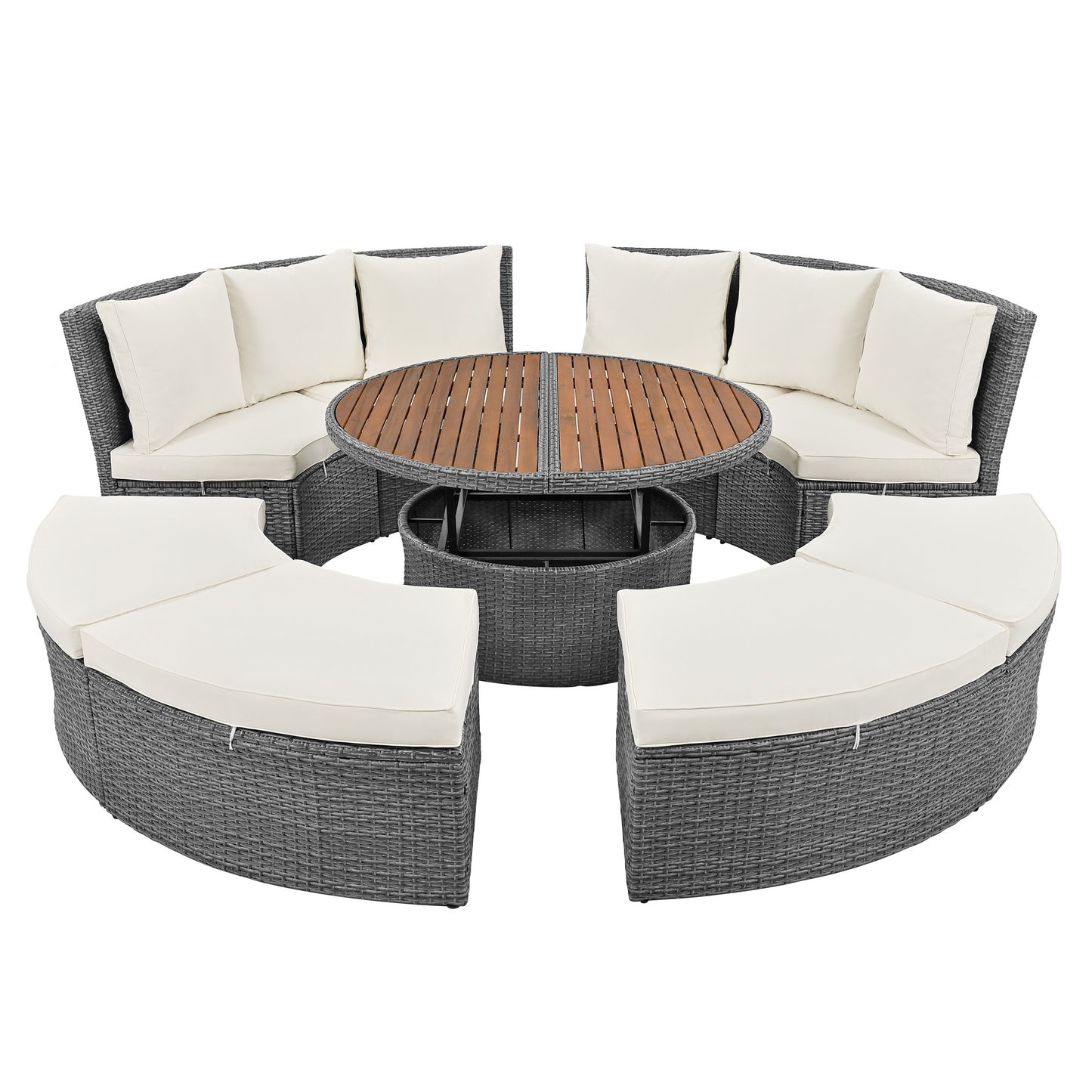 Patio 5-Piece Round Sectional Sofa Set All-Weather