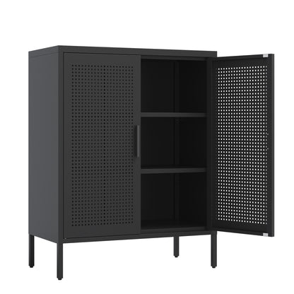 Metal Storage Cabinet with 2 Doors and 2 Adjustable Shelves