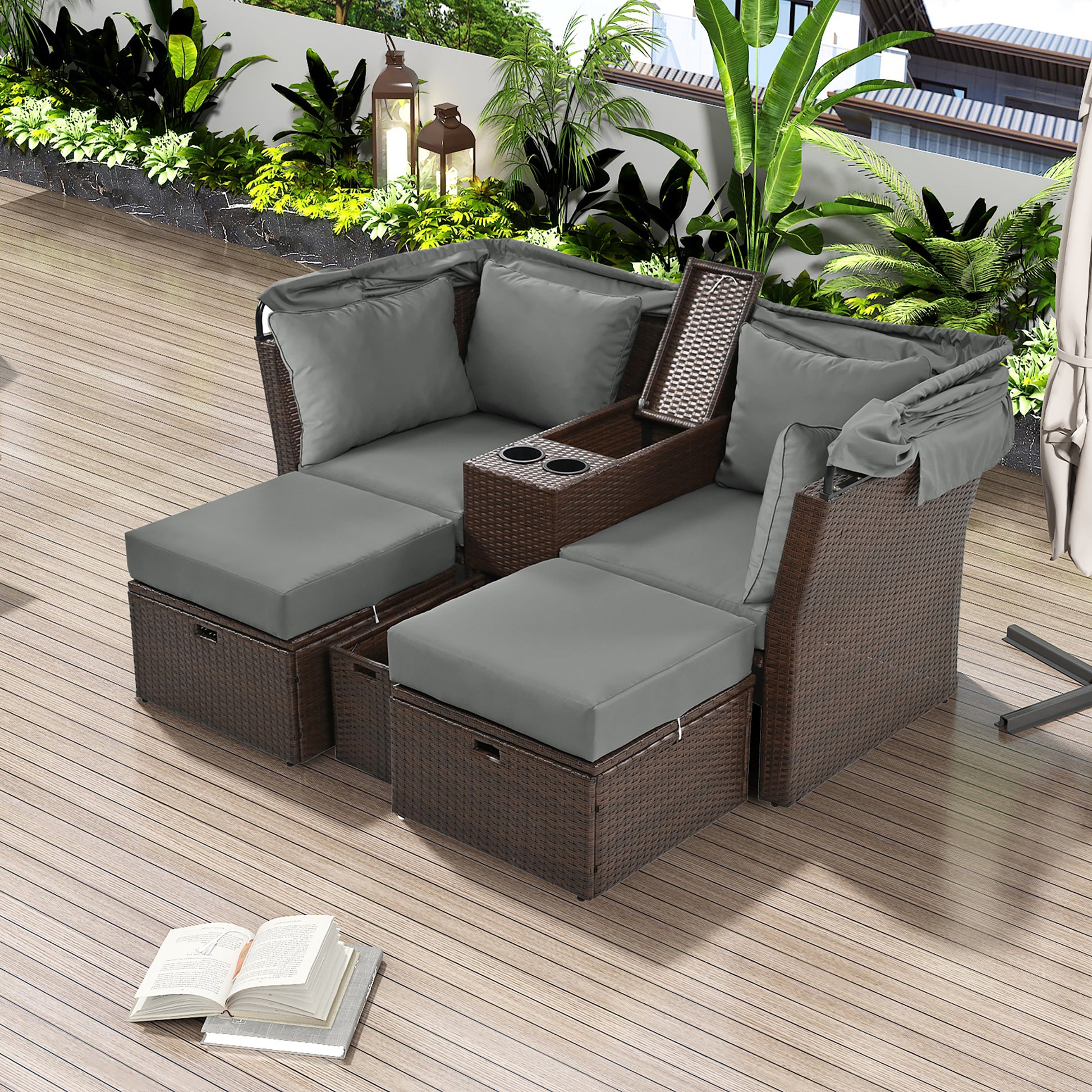 2-Seater Outdoor Patio Daybed Outdoor Double Daybed